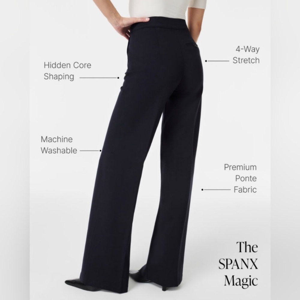SPANX Smooth Perfect Fit Ponte Wide Leg Trousers in Black - L - Picture 3 of 12